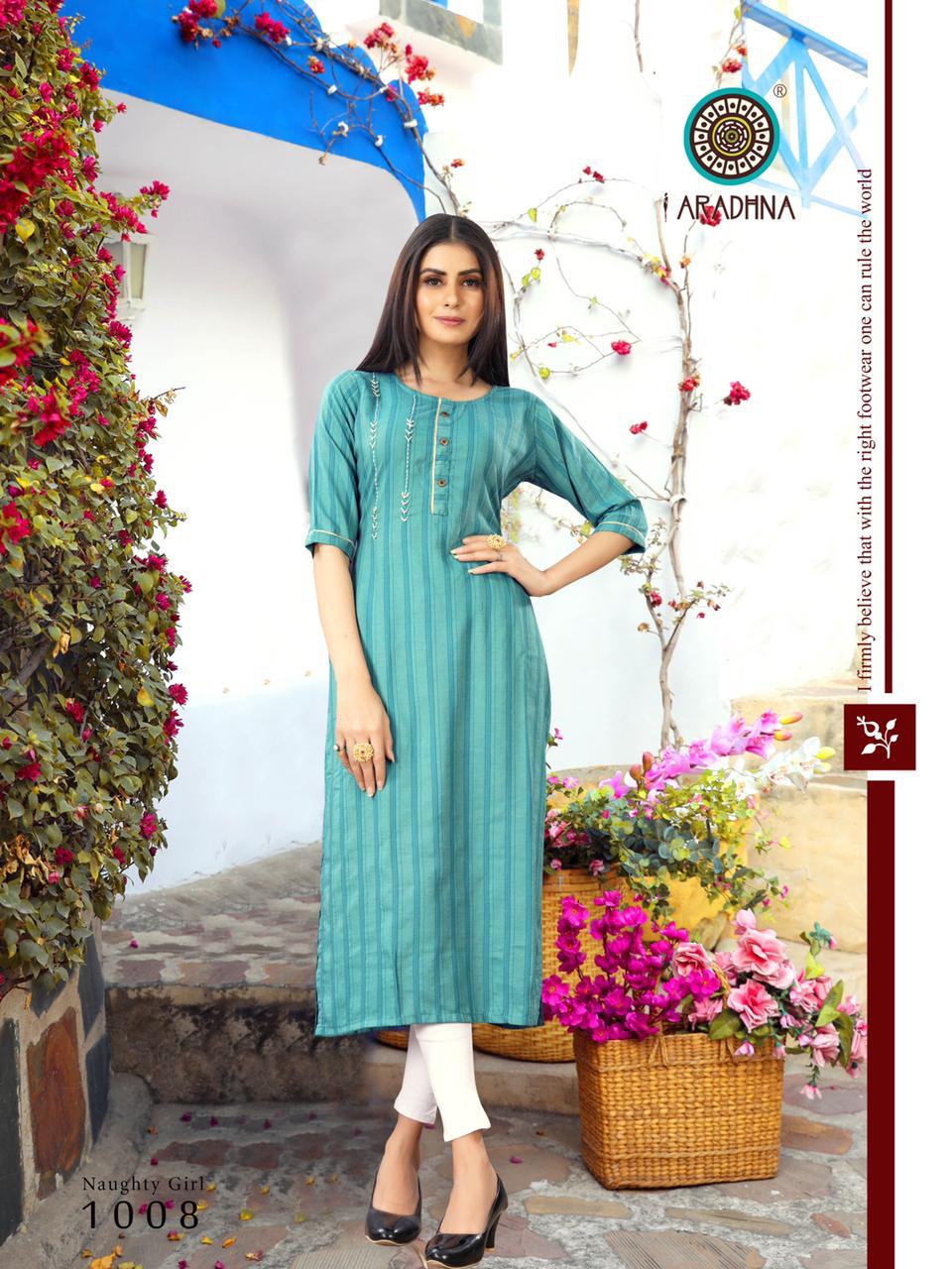 Aradhna Naughty Girl 1 Latest Designer Fancy Casual  Ethnic Wear Embroidery And Manual Work Kurtis Collection 